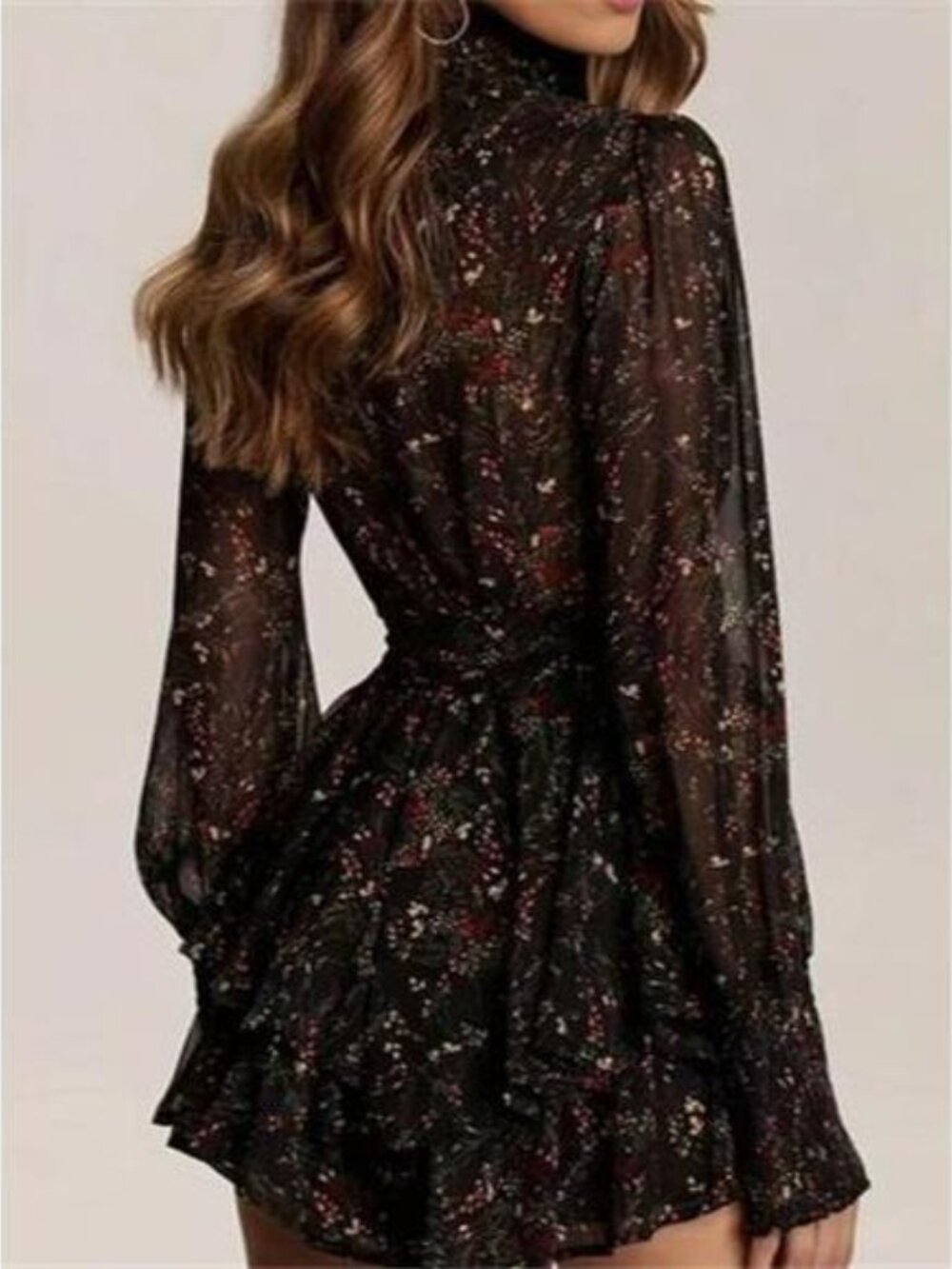 Floral Print Ruffle Mini Dress - Picture 5 of 6